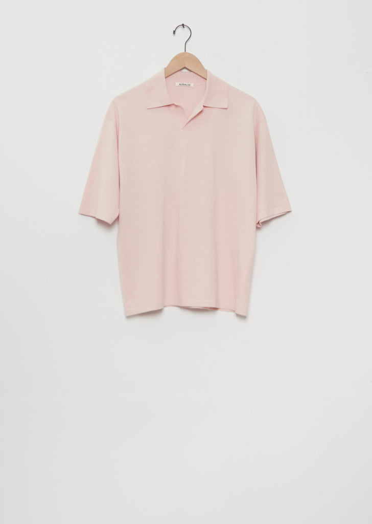 High Gauge Tussah Silk Knit Skipper Polo