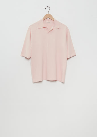 High Gauge Tussah Silk Knit Skipper Polo