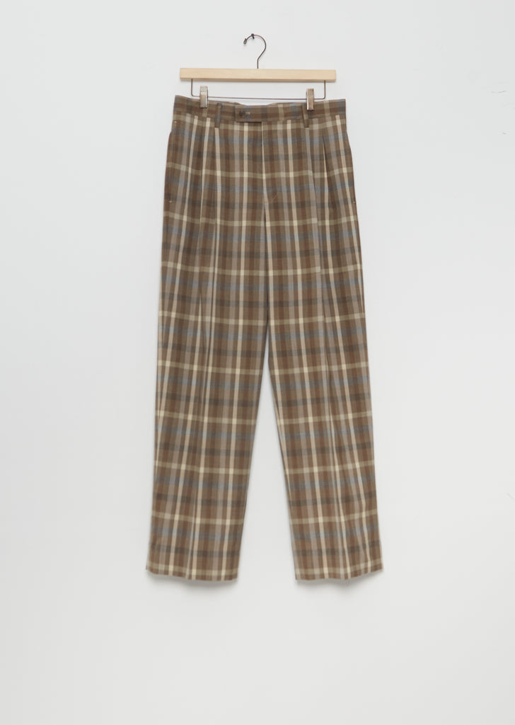 Super Fine Tropical Wool Check Two-Tuck Slacks