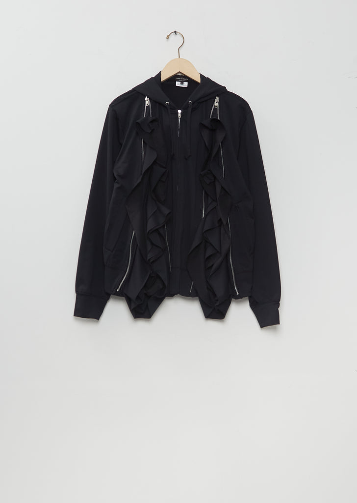 Ruffle Trim Zip-up Hoodie