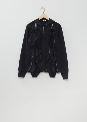 Ruffle Trim Zip-up Hoodie