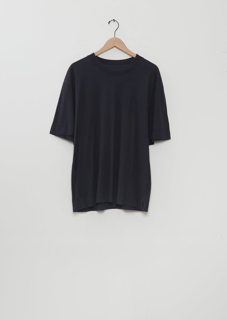 Cotton Linen Simple T-Shirt— Navy