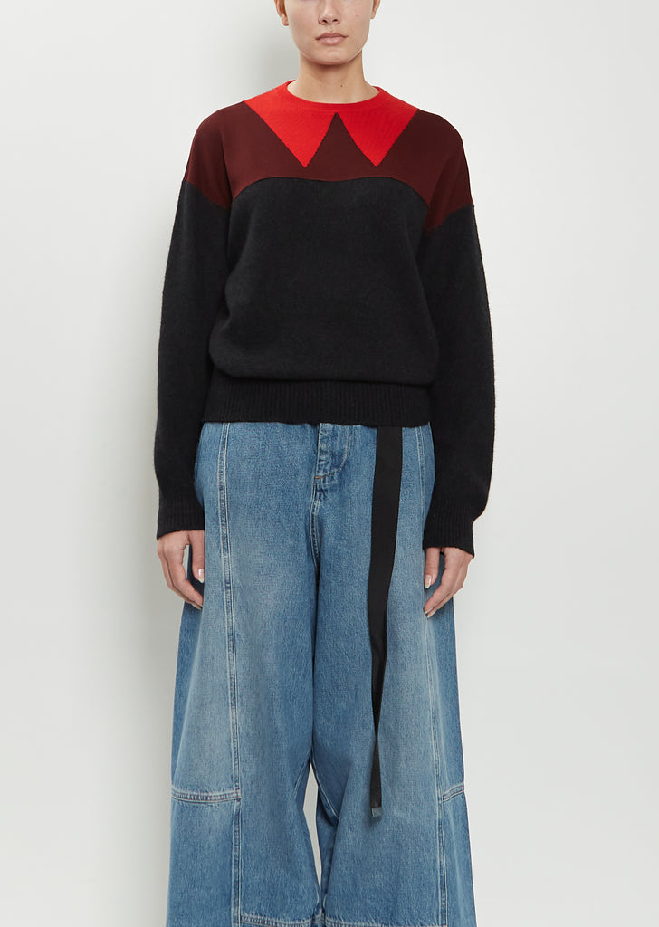Intarsia Wool Crewneck Knit