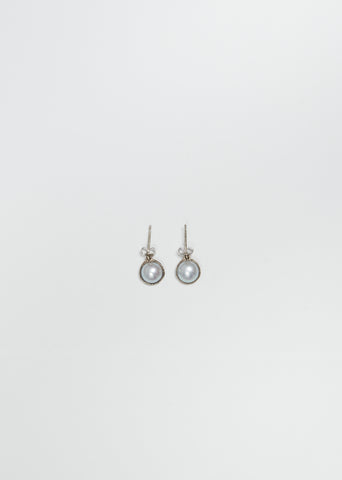 Bijoux Half Cut Pearl White Gold Earrings