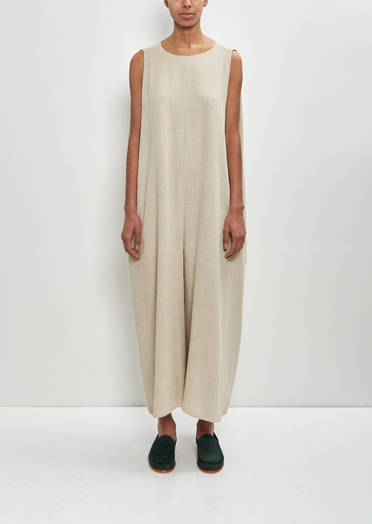 Linen Cropped Jumpsuit — Natural