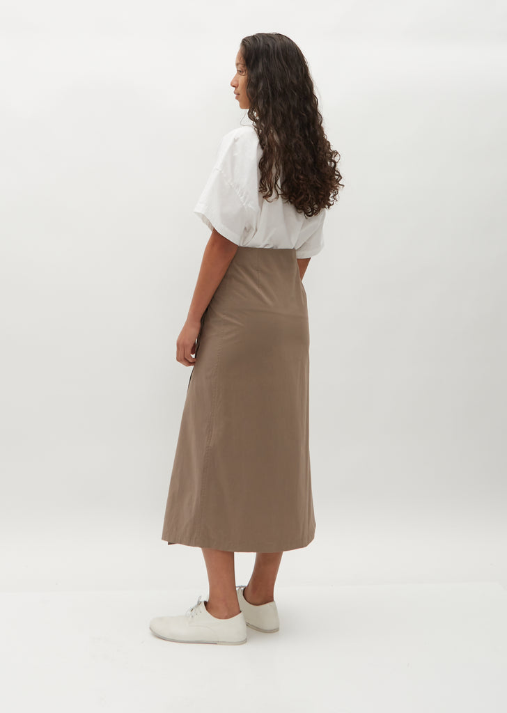 Pleated Wrap Skirt — Beige