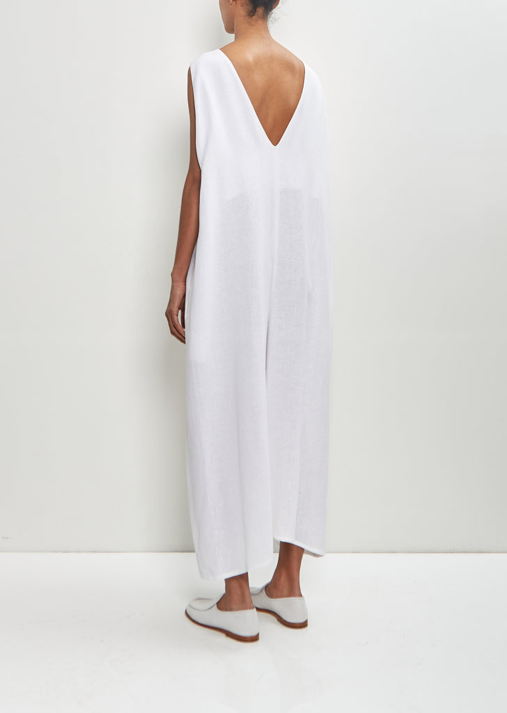 Linen Cropped Jumpsuit — White