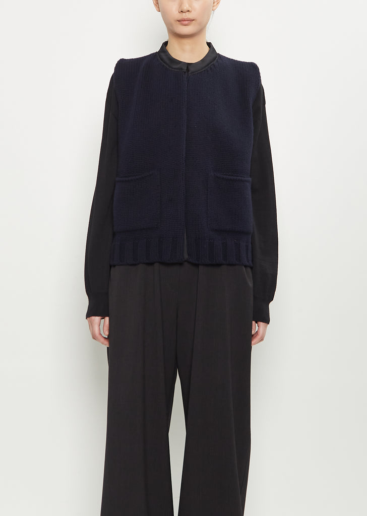Tricot Wool Cashmere Vest — Navy