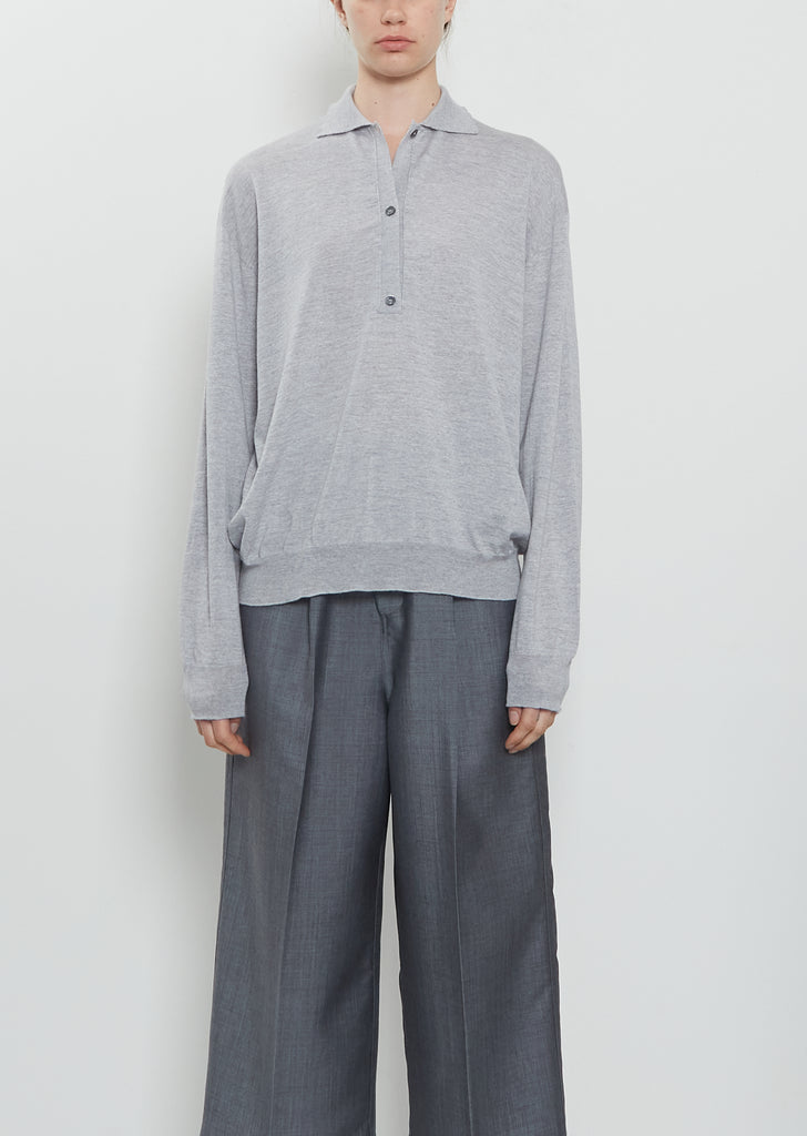Morse Wool Polo Sweater — Silver