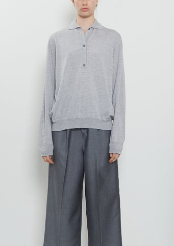 Morse Wool Polo Sweater — Silver
