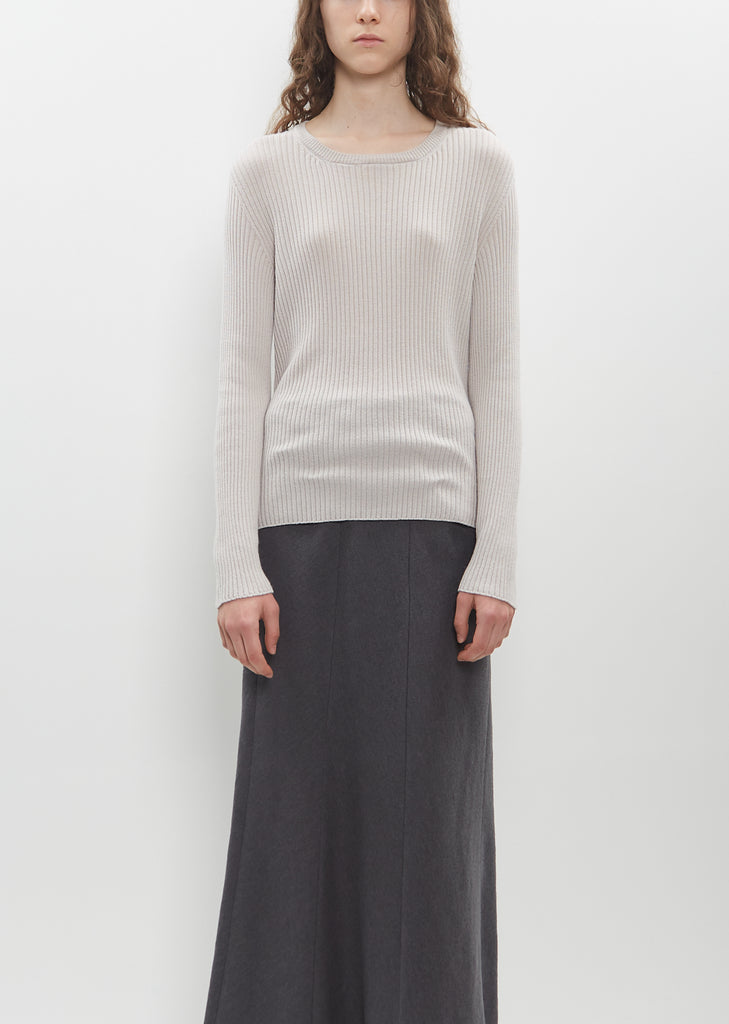 Ribbed Round Neck Pullover