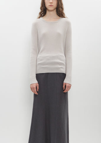 Ribbed Round Neck Pullover