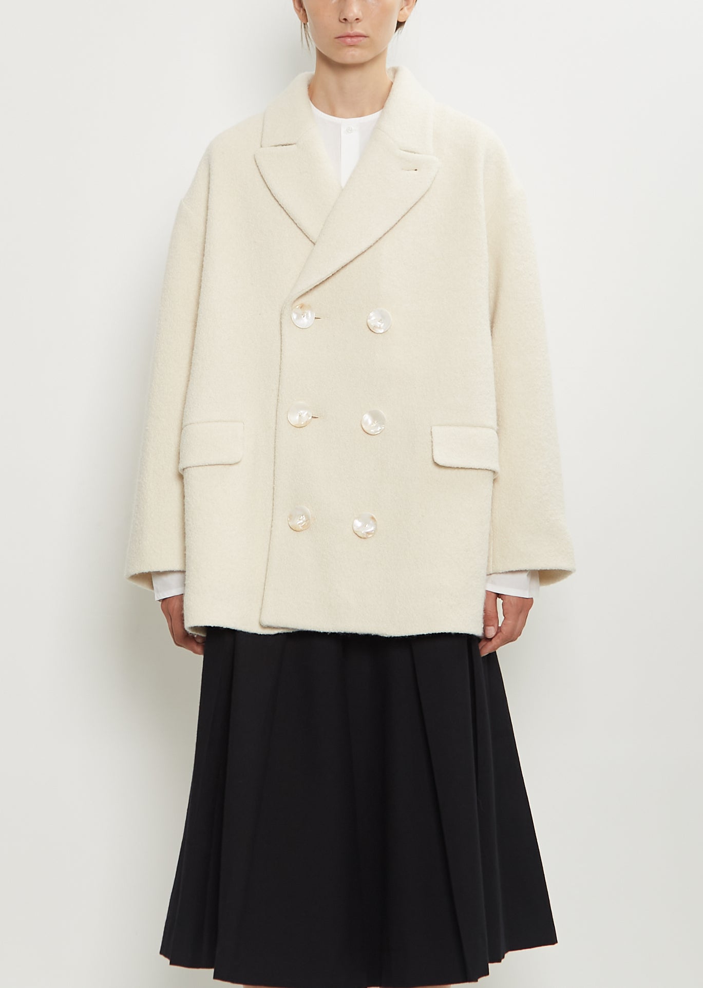 cornier コルニエ PAPER WOOL DOUBLE LONGCOAT Cornier PAPER WOOL DOUBLE LONG COAT（Long double-breasted