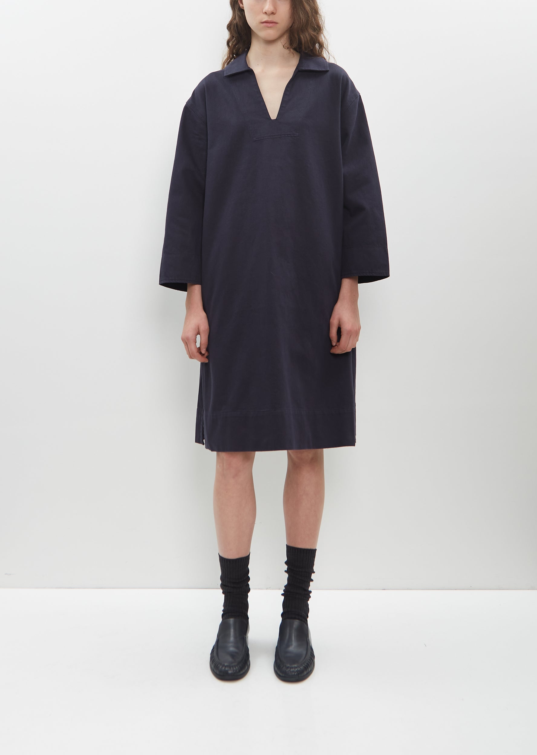 Margaret Howell｜DRESSES (MHL PATCH POCKET DAY DRESS - O rennes — MHL | Patch Pocket Day Dress in Ebony Cotton