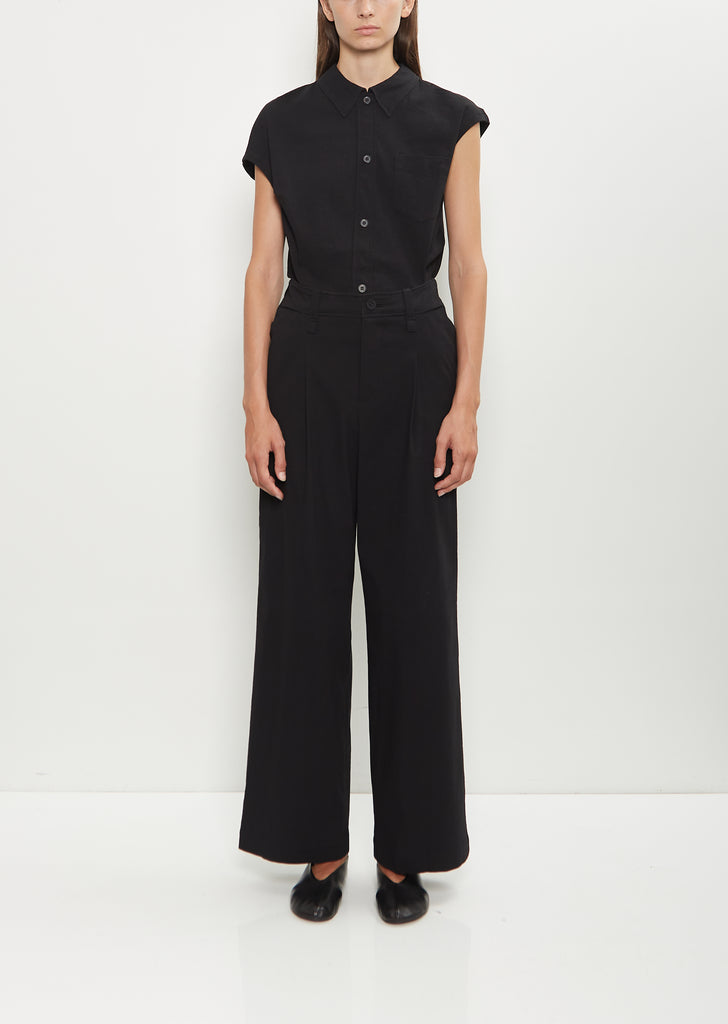 Washi Paper Wide Leg Pants — Black