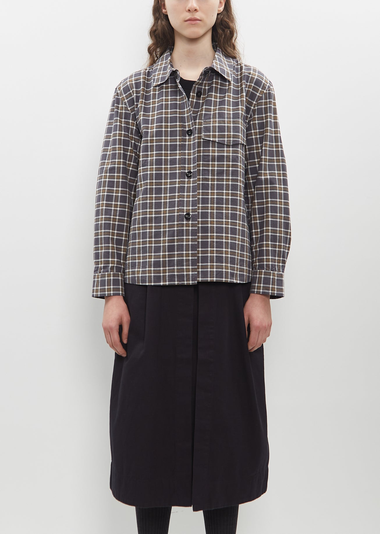 Single Pocket Overshirt — Slate / Moss – La Garçonne Single Pocket Overshirt — Slate / Moss – La Garçonne