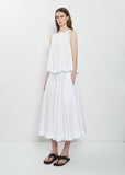 Stretch Light Canvas Sleeveless Gathered Dress  — White