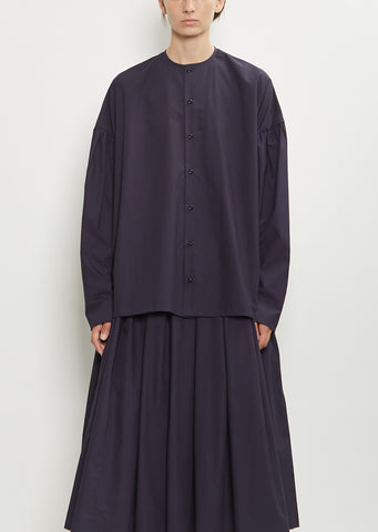 Basil Typewriter Cotton Shirt — Dark Navy