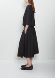 Stretch Light Canvas Gathered Dress — Black