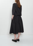 Stretch Light Canvas Gathered Dress — Black