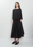 Stretch Light Canvas Gathered Dress — Black