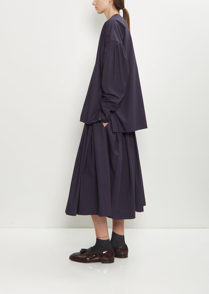 Basil Typewriter Cotton Shirt — Dark Navy