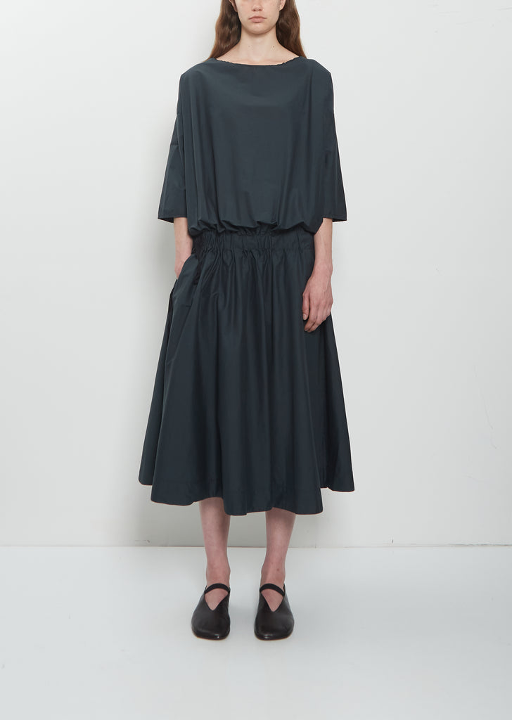 Stretch Light Canvas Gathered Dress — Thyme