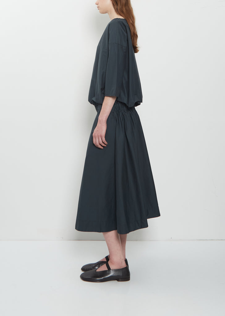 Stretch Light Canvas Gathered Dress — Thyme