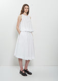 Stretch Light Canvas Sleeveless Gathered Dress  — White