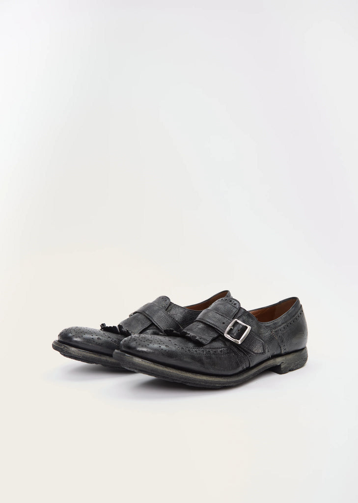 Shanghai Distressed Leather Loafer — Black