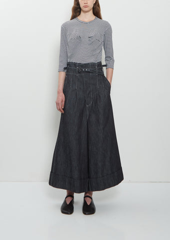 High Waisted Pleated Wide Denim Jeans