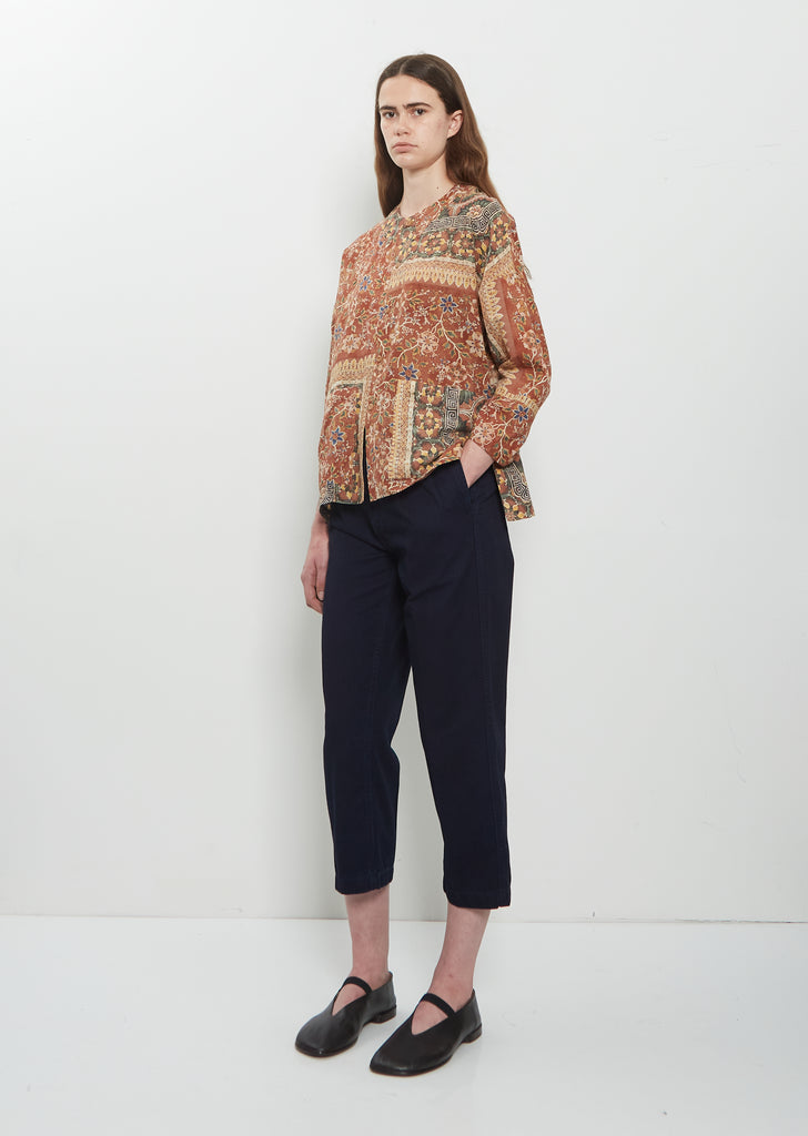 Pleated Cropped Cotton Chino