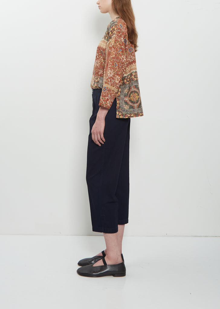 Pleated Cropped Cotton Chino