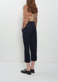 Pleated Cropped Cotton Chino