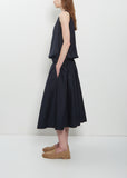 Stretch Light Canvas Sleeveless Gathered Dress — Navy