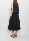 Stretch Light Canvas Sleeveless Gathered Dress — Navy