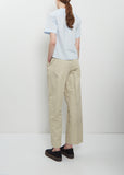 Short Sleeve Collarless Cotton Shirt
