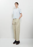 Short Sleeve Collarless Cotton Shirt