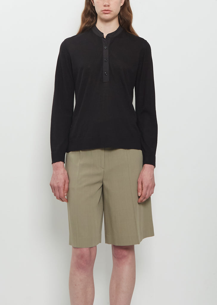 Wool Silk Knit Henley Top