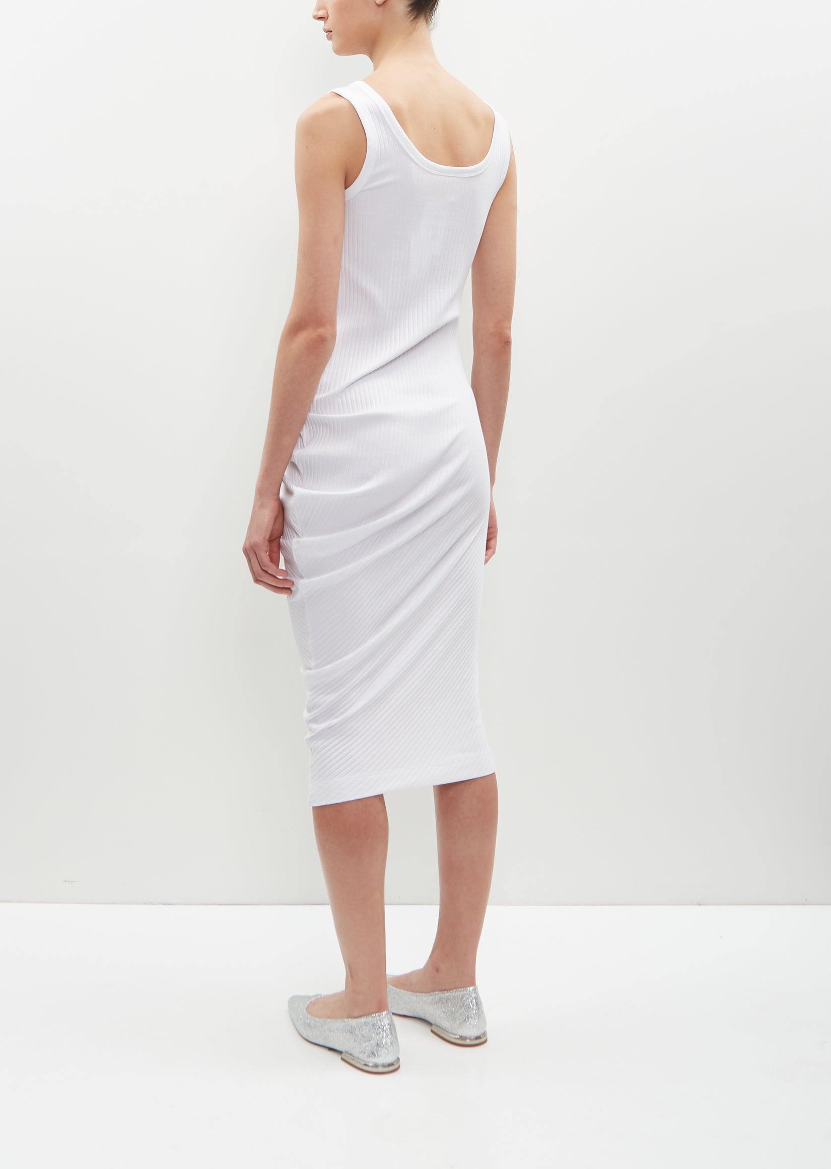 Hoteros Ribbed Jersey Dress — White - XS / White