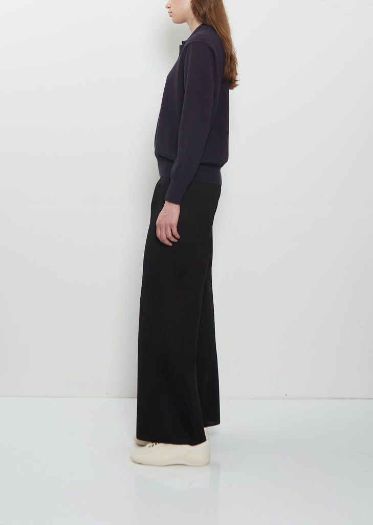 Sid Wool Cotton Knit Polo — Navy