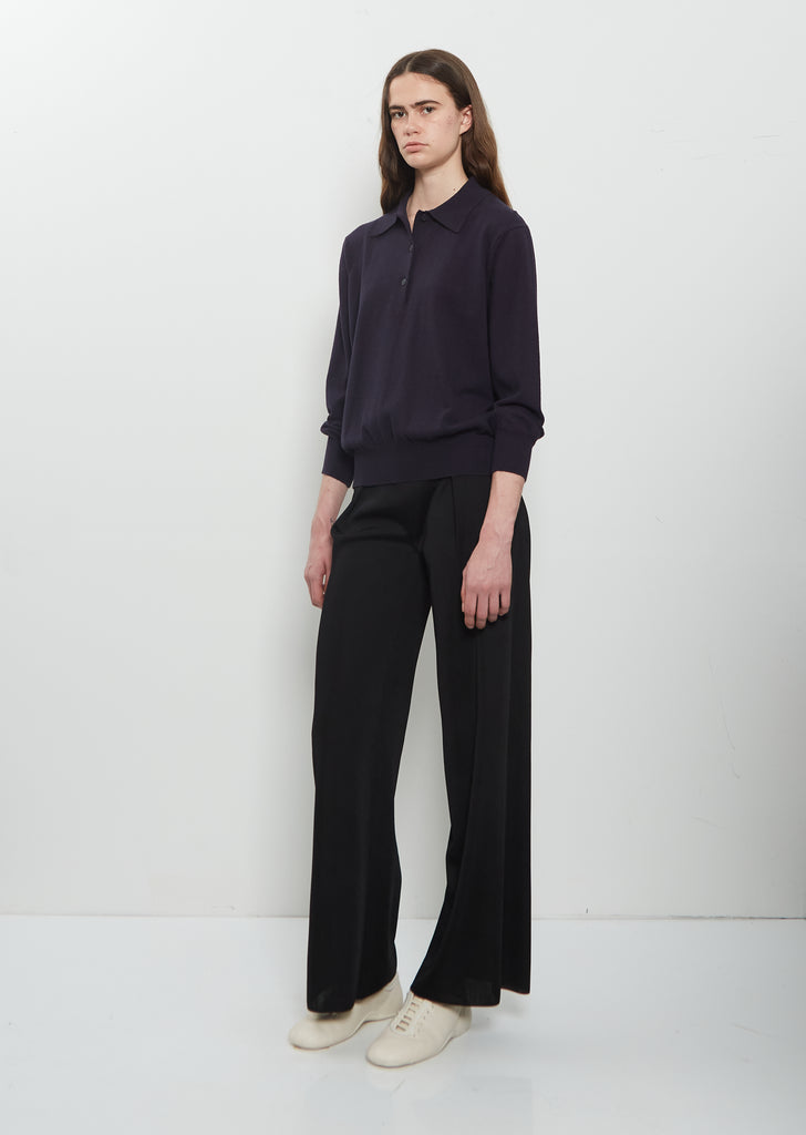 Sid Wool Cotton Knit Polo — Navy