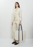 Washed Canvas Two-Tone Tote, Medium — Navy