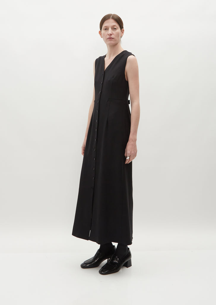 Idika Long Buttoned Dress — Black