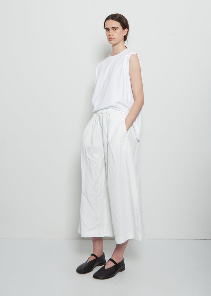 Twil Tech Drawstring Wide Pant — White