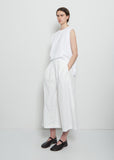 Twil Tech Drawstring Wide Pant — White