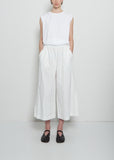 Twil Tech Drawstring Wide Pant — White