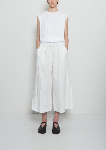 Twil Tech Drawstring Wide Pant — White