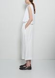 Twil Tech Drawstring Wide Pant — White