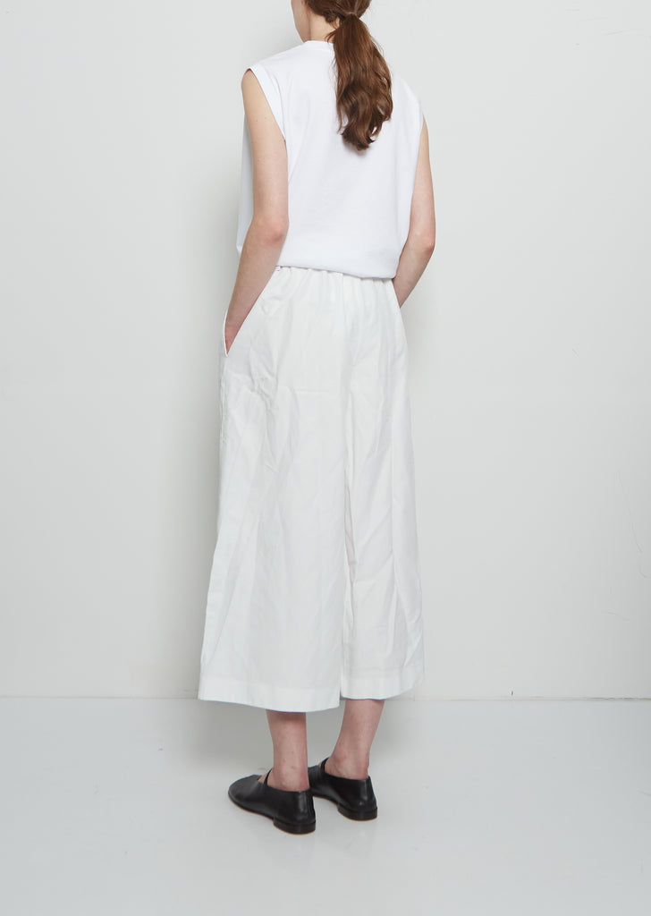 Twil Tech Drawstring Wide Pant — White